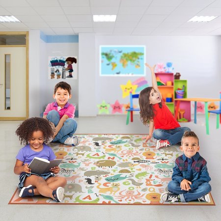 Deerlux 6 ft. Social Distancing Colorful Kids Classroom Seating Area Rug, ABC Animal Design, 8 x 8 ft Large QI003862.L